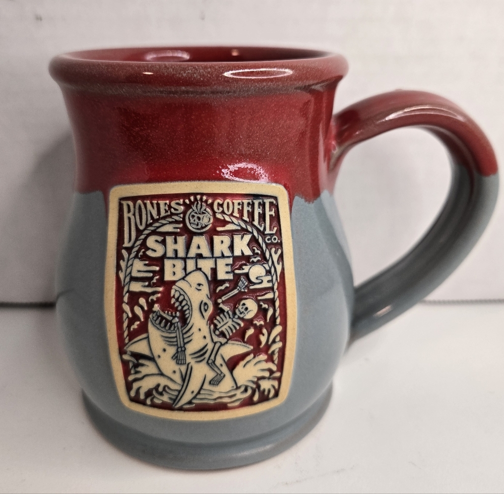 Bones Coffee Company Shark Bite Tankard Mug Deneen Pottery Handmade USA 2022